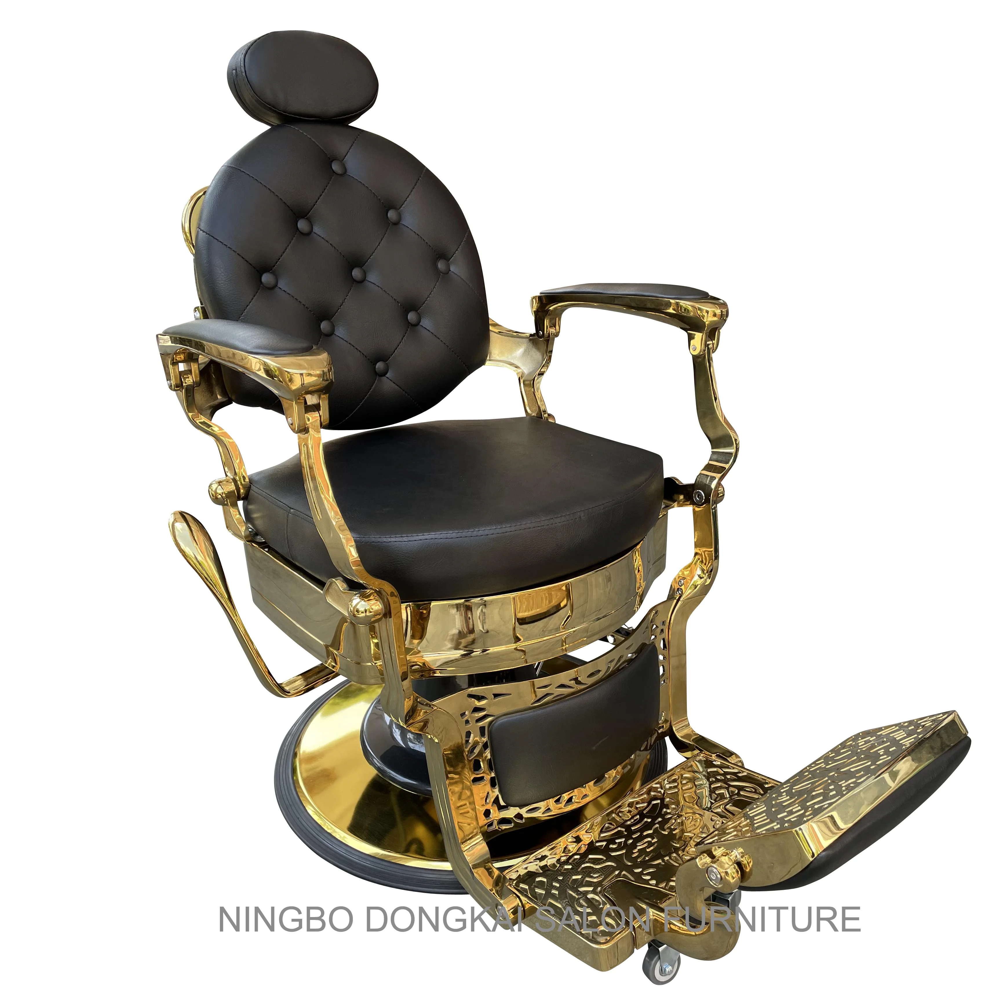Hair Cutting Chair Black and Gold Hair Salon Chairs / Barber Chairs Set Furniture Heavy Duty Hydraulic Pump 3 Years Wood/metal