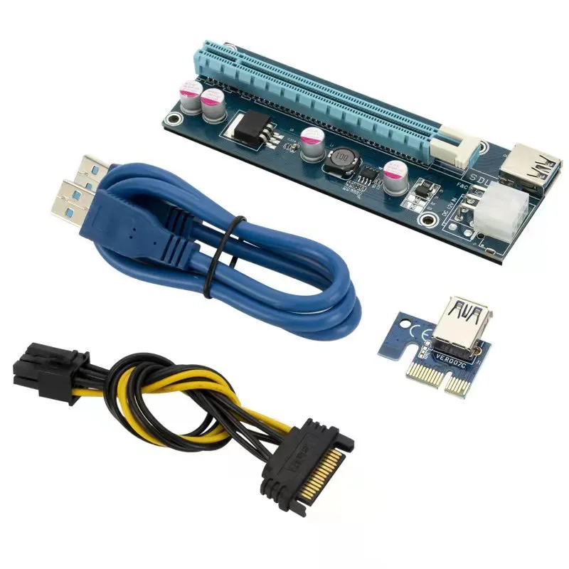 M2 Riser Card M.2 KEY M To 16X GPU USB 3.0 Extender Riser SATA To 4Pin IDE Mo-lex Power Supply Adapter