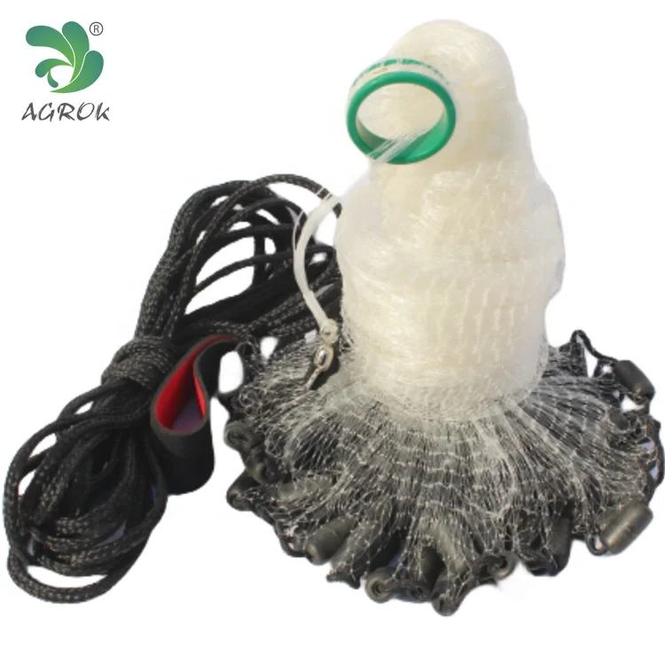 American Style Fishing Cast Net 1/2inch Mesh Size for Bait Shrimp Trap Fish Heavy Duty Sinkers Throw Net