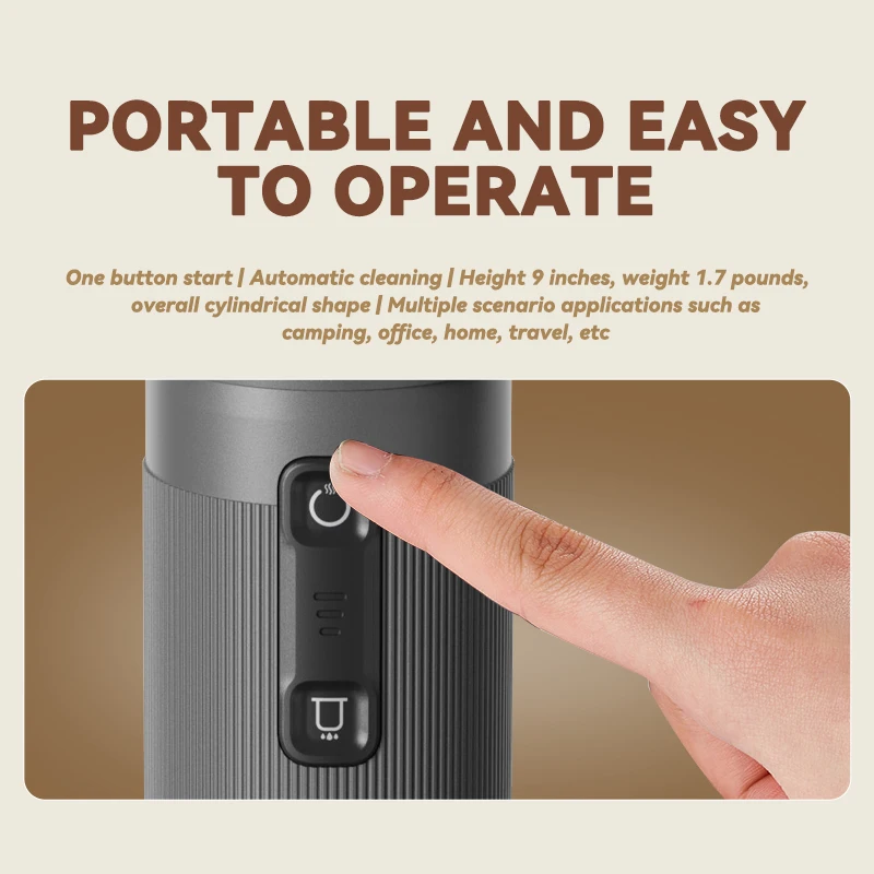 LAVARADO Wholesale Portable Espresso Coffee Maker With Heating Cold Water, 13500 mAh Battery, 15 ~18bar Pressure, Alloy