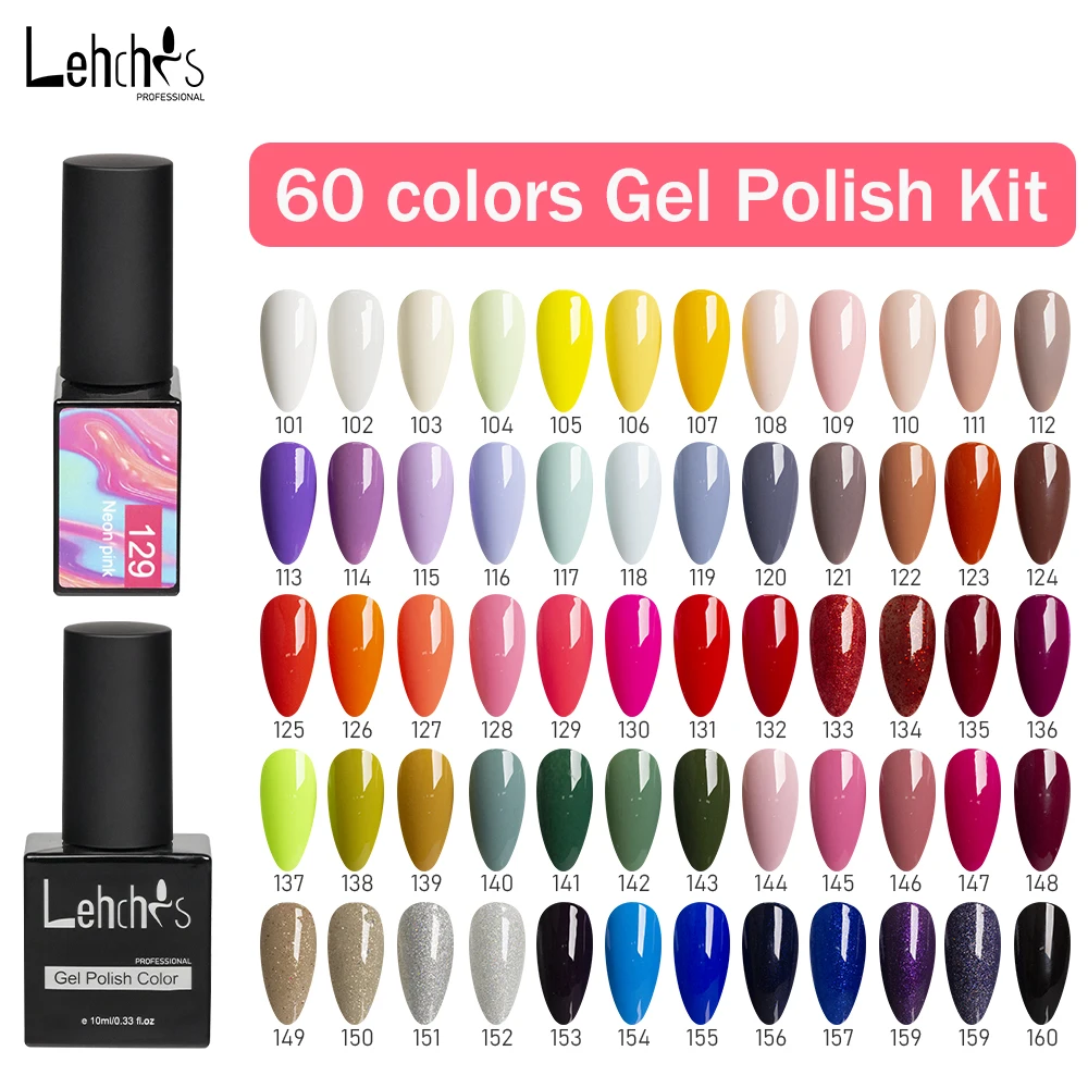 Creative Nails Design 60 Colors Nail Art Gel Polish Set Manicure Kit Professional Clear Rubber Base Glossy Top Coat Colours Gels