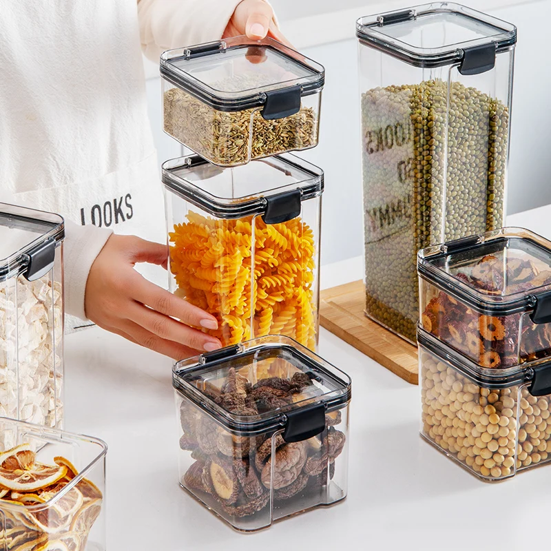 24Pcs Set Bpa-Free Airtight Container Plastic Stackable Kitchen Organizer Cereal Dry Food Storage Kitchen accessories BIn Box