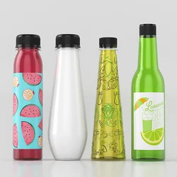 Supplier wholesale empty food grade transparent plastic sugarcane milk tea beverage smoothie bottles for carbonated juice