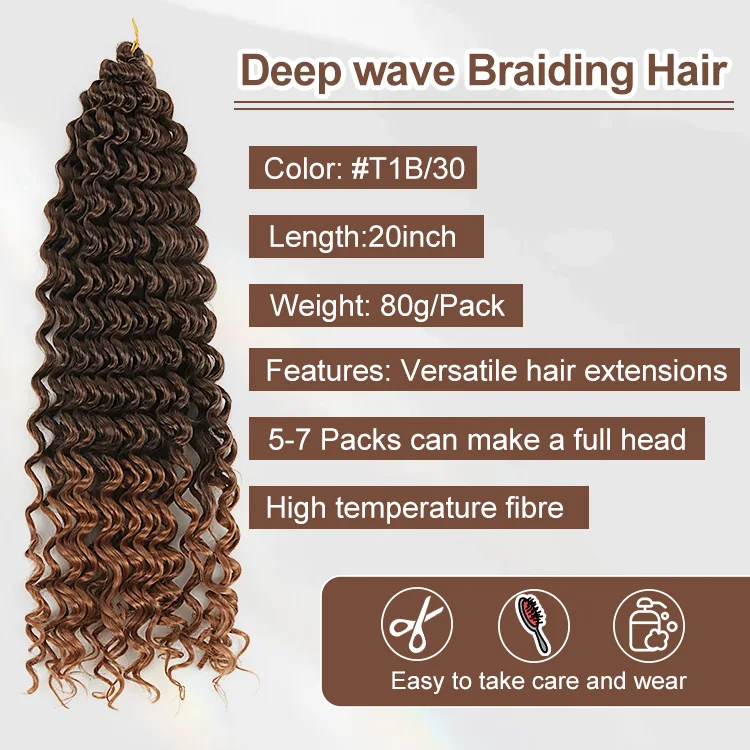 Julianna Wholesale Factory Bulk Synthetic Hair Extensions Bundle Beach Wave Knotless Braids Deep Wave For Boho Curl Braids