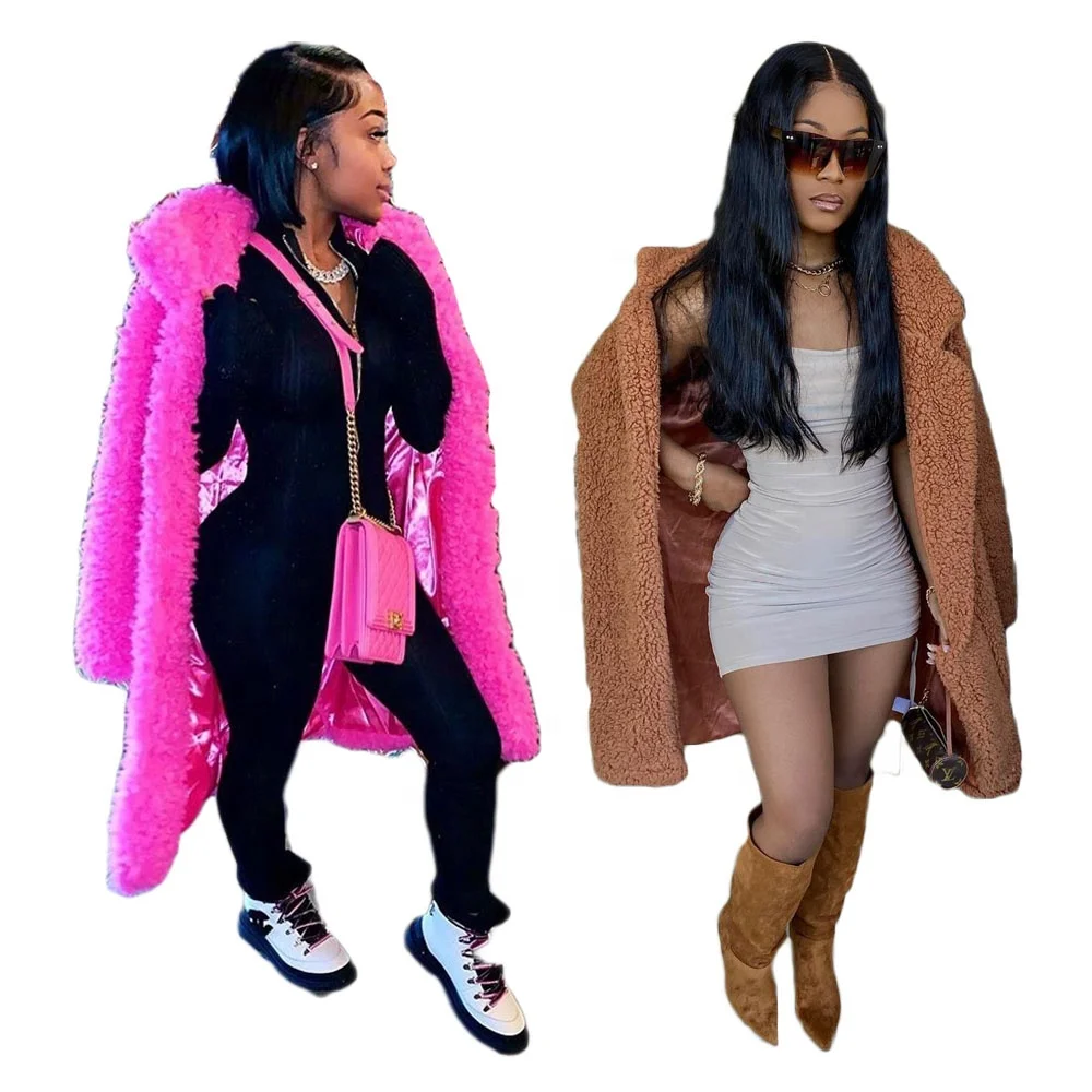 Wholesale Women Faux Fur Coats Jackets Winter Long Coats Fashionable Girl Trendy Jackets Trench Coats For Women Ladies