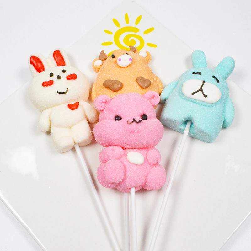 Halal Certificate Manufacture Supply Custom Christmas Decoration Soft Marshmallow Lollipop