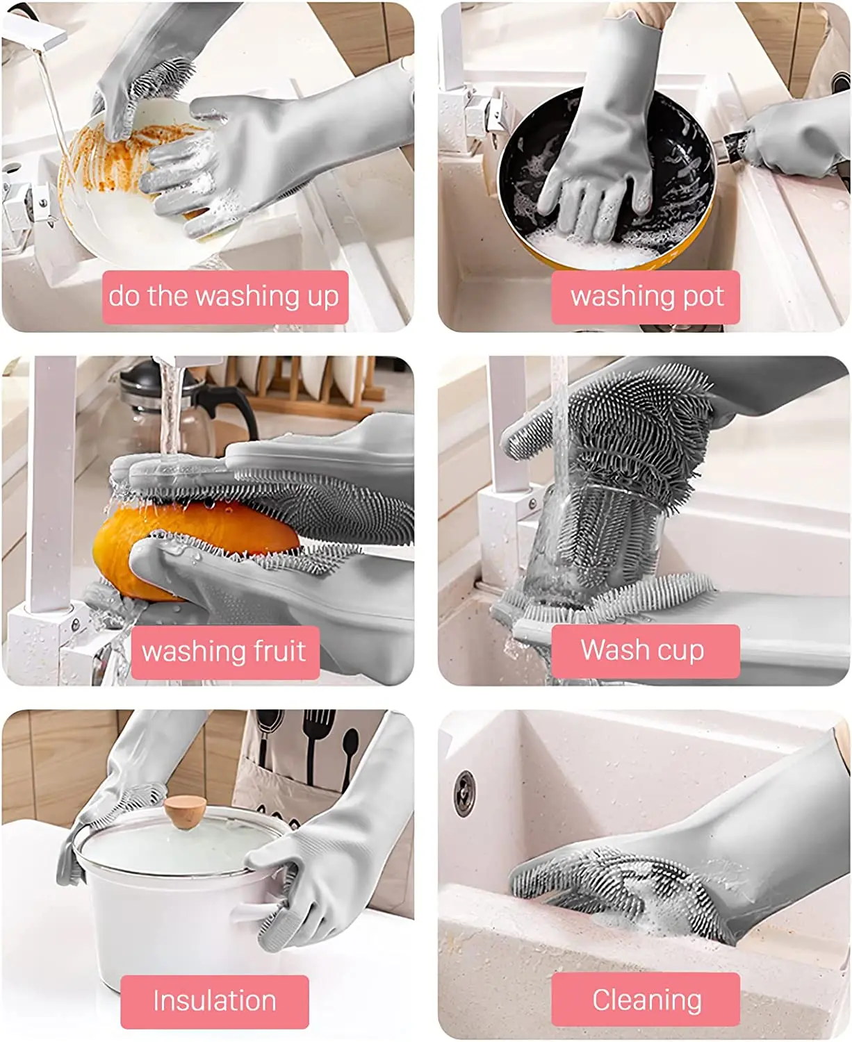 Factory Price Kitchen Silicone Gloves Dishwashing Gloves Silicone Dish Washing Gloves