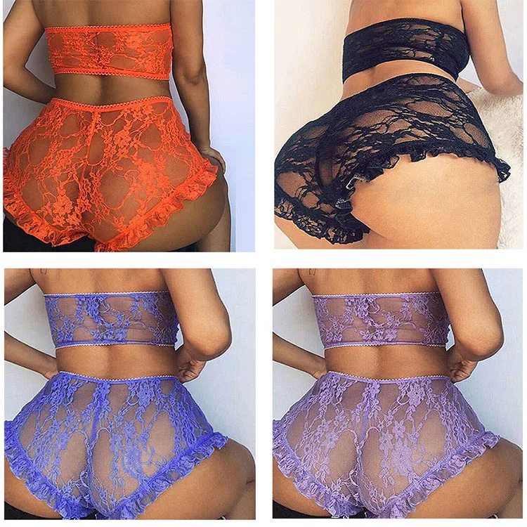
Wholesale high quality lingerie sexy hot transparent lace womens sexy lingerie 2 piece set 