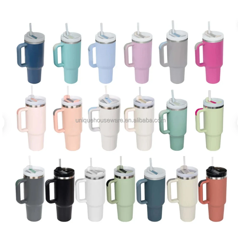 40oz Stainless Steel Thermos Vacuum Mug Thermal Cup Sublimation Tumbler with Straw and Handle