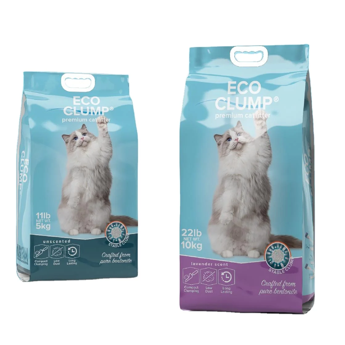 Premium Cat Litter Eco Clump Crash Shape Hard Clumping Bentonite Cat Sand