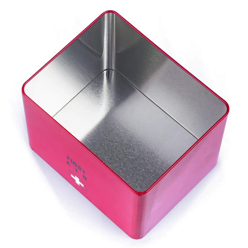 Factory In Stock Red Army Green Rectangular Square Medical Storage Tins Case Band Aid Tin Box Custom Metal Tin Box For Firs