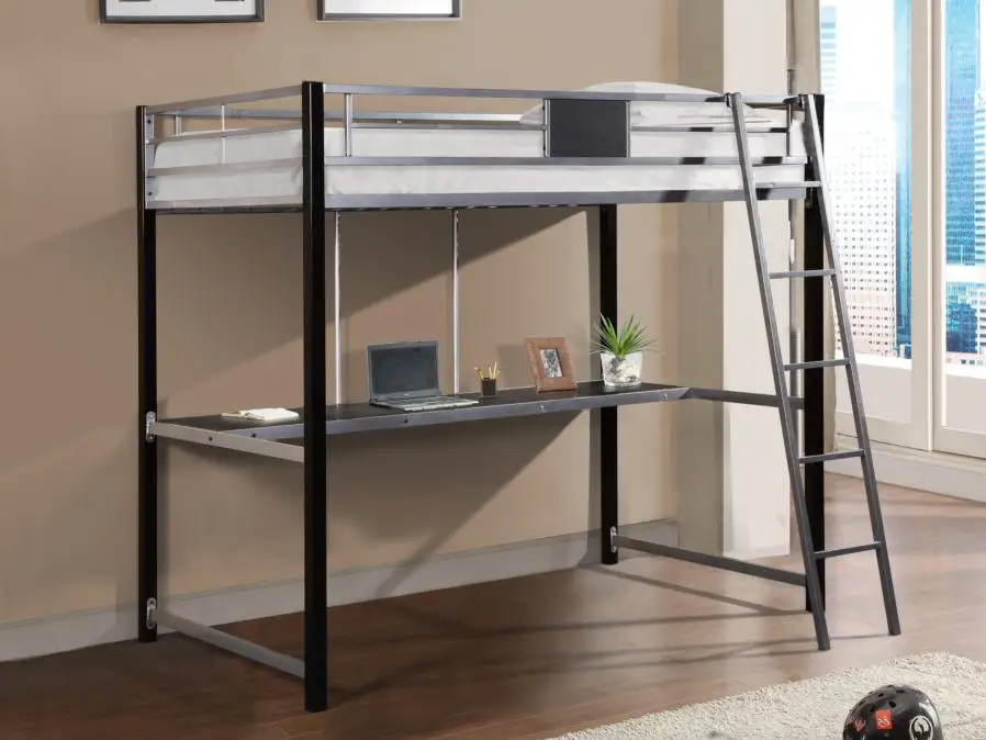 Space Saving Dormitory Adult  Metal Bunk Bed with Desk