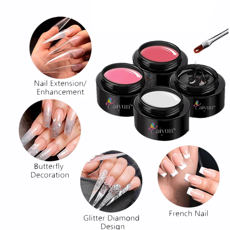 OEM/ODM No Burning Natural Construction French Nude Colors UV/LED Hard Gel For Nail Extension