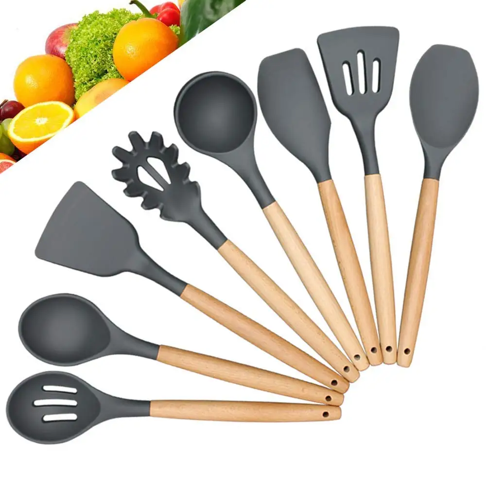 Non-stick Heat Resistant Silicone Cooking Kitchen Utensils Spatula Set Kitchenware Spatulas For Nonstick Cookware