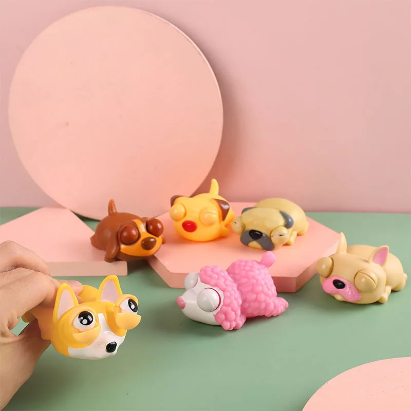 Best Selling Cartoon Dog Rabbit Doll Decompression Squeeze Toys Silicone Doll Pinch Relieve Stress Popping Eye Toys