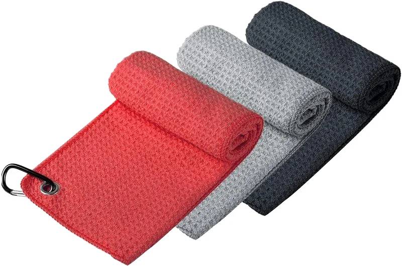 Custom Microfiber Waffle Golf Towel Personalized Carabiner Custom Logo  Sublimate Sports Towels Quickdrying Towel