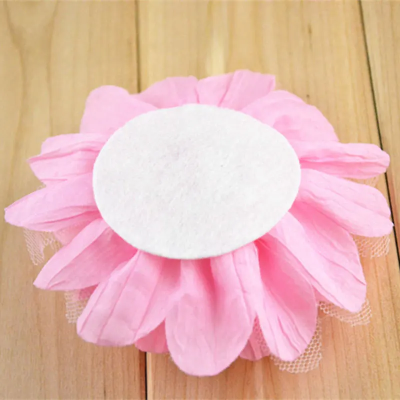 Wholesale 5 inch pleated net gauze chiffon flower can be equipped with hat headband