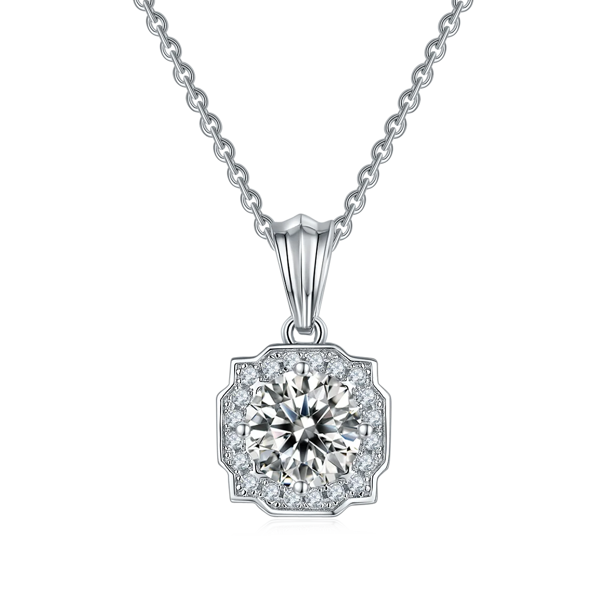 GRA Certified 1ct 925 Sterling Silver Round Brilliant Cut D  Moissanite Wedding Necklace Earring Jewelry Sets for Women Diamond