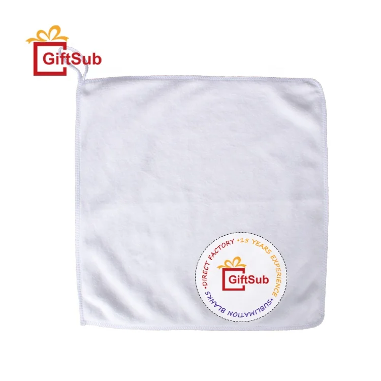 Wholesale Sublimation Blank Square Towels Custom Print 100% Polyester Microfiber Tea Towels With Hang Loop