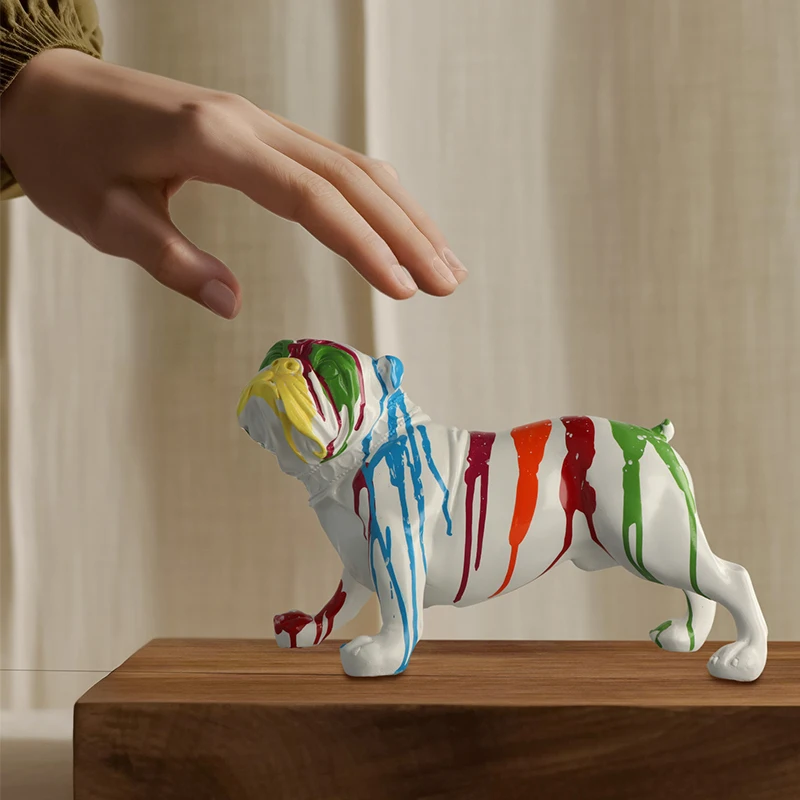 Crafts french bulldog home decoration Painted Folk Art Dog Figurine Anime-Themed TV Cabinet Decoration