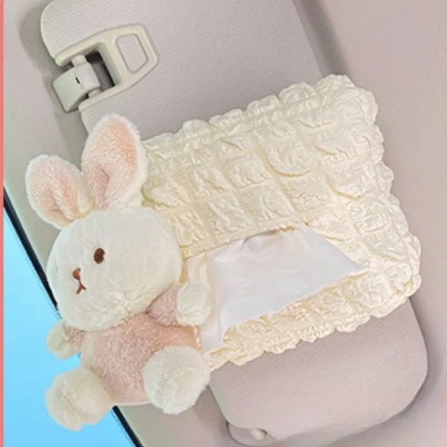 Cartoon Custom Universal Car Visor Portable Lace Decorative Car Tissue Box Holder For Girls Ladies