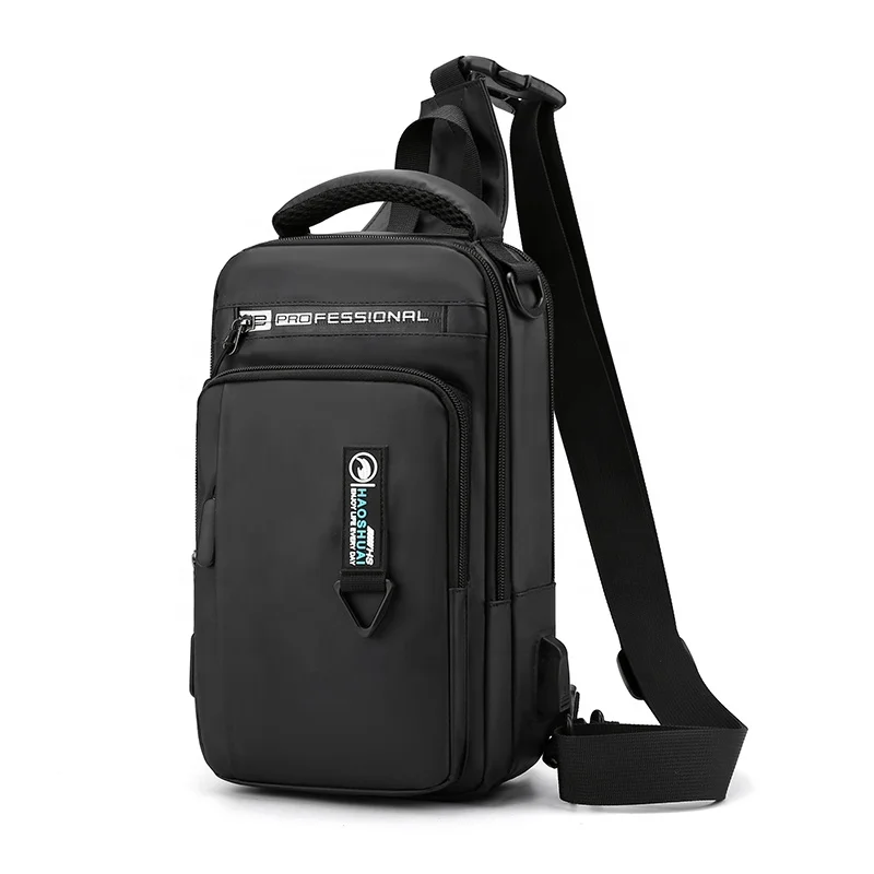 New Design Men Leisure Waterproof Chest Sling Crossbody Bag with usb