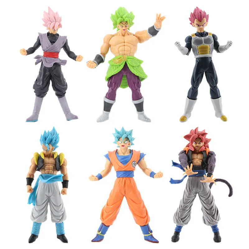 6pcs DragonBalls Super Saiyan God Action Figure Son Goku Gohan Vegeta Vegetto Ultra Instinct Model Toys Gift