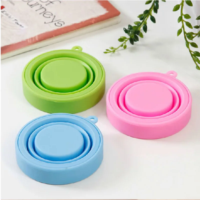 170ML Eco Friendly Portable Reusable Folding Silicone Collapsible Drinking Coffee Cup With Lids