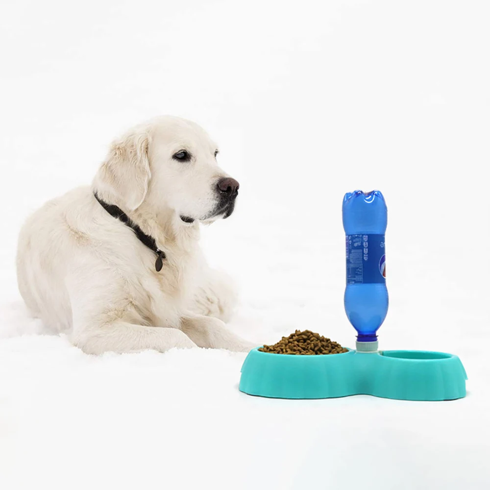 Экологически чистый пластик 2 в 1 для домашних животных собак кошек питьевой воды подачи чаша Портативный Автоматическая бутылка с водой для домашних животных диспенсер собака фидер чаша
