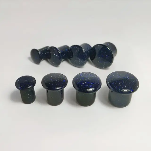 Wholesale Best Quality Blue Sand Stone Single Flare Designed Plug Tunnel Ear Plugs Body Piercing Jewelry