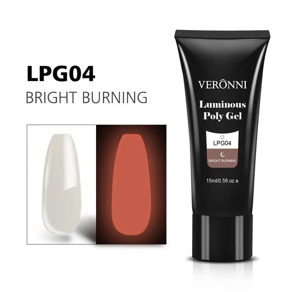 Luminous 15ml Polygel Nail Polish Gel Quick Drying UV Nail Extension Gel 6 Colors for Nail Art