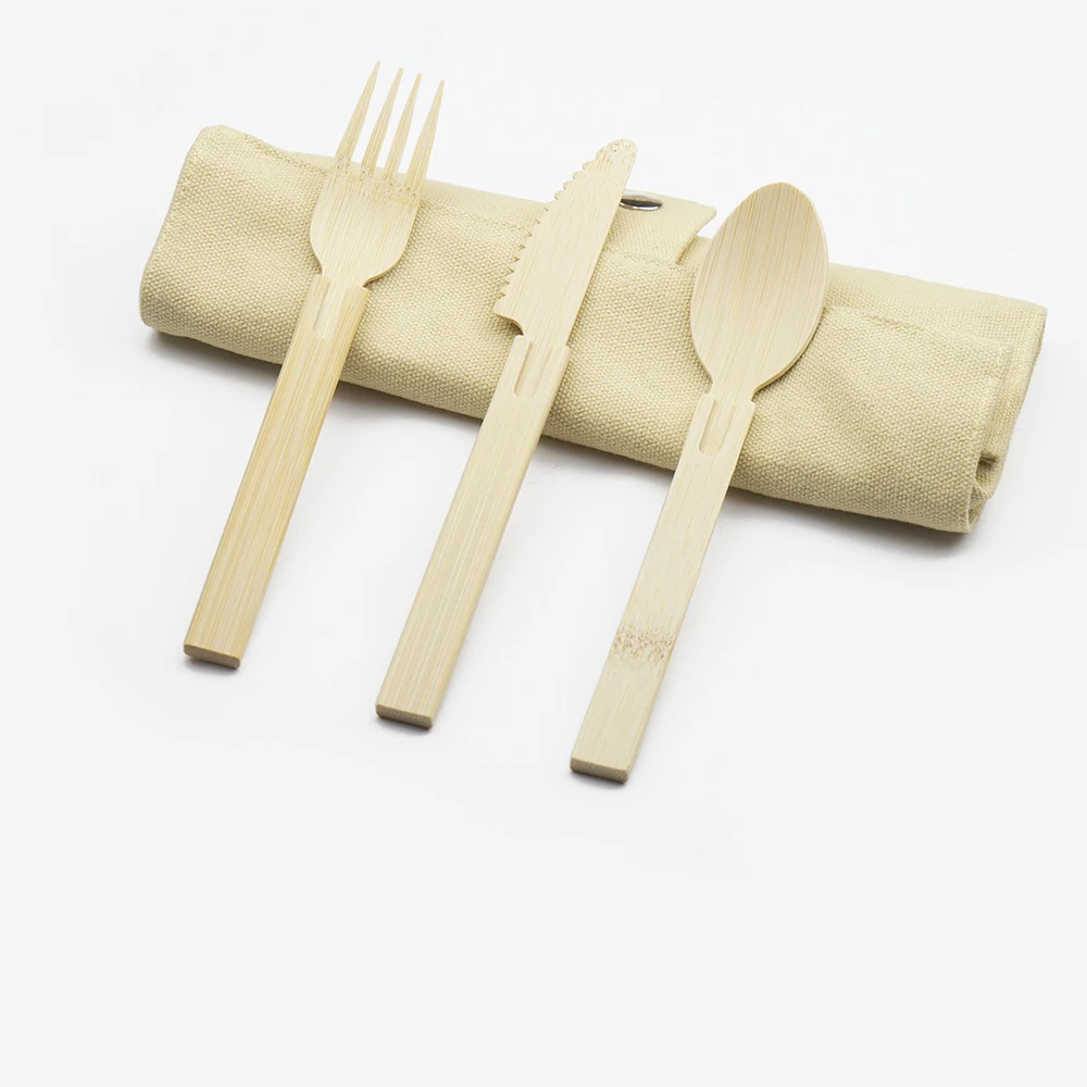 Premium Bamboo Cutlery Set - Fork & Spoon, Walnut Handles, Handcrafted, Sustainable & Ethically Produced