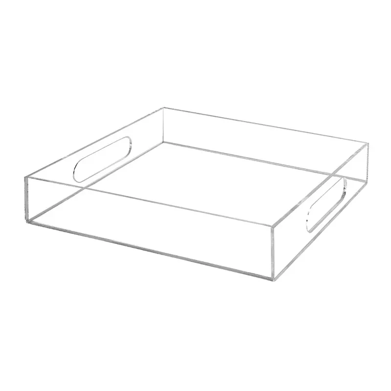 Customized Acrylic Tray Hotel Service Tray Transparent Acrylic Fruit Tray with Handle