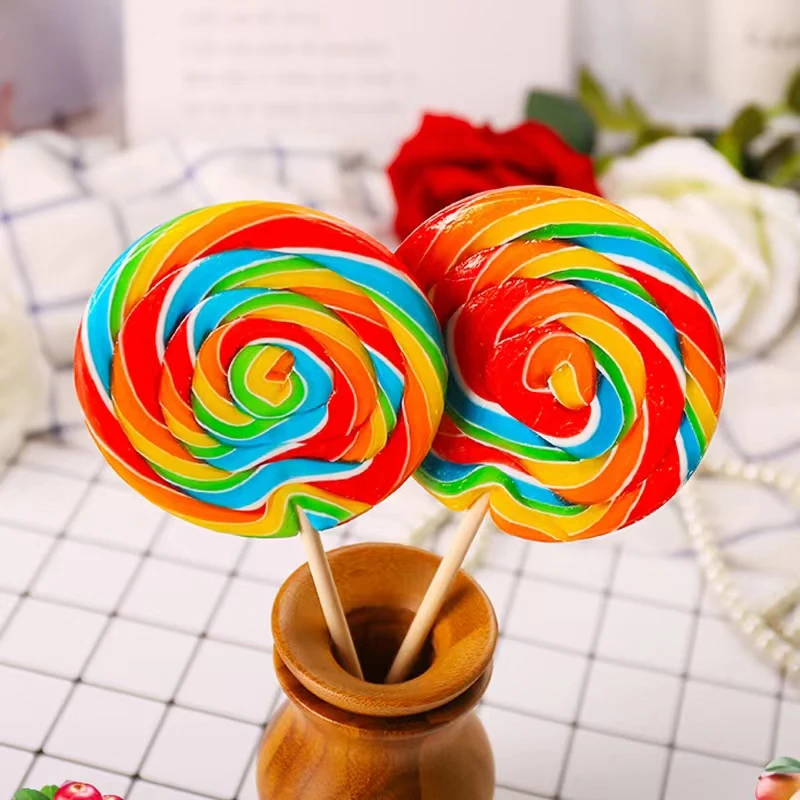 Wholesale Chinese snack colorful fruit lollipop sour and sweet hard candy healthy exotic sweets candy bar bulk candy 80g
