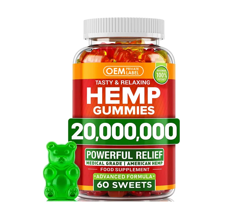 Private label Organic Vegan Bear Hemp Gummies for Sleep Pain Anxietyn Hemp Oil Gummies Relaxation Promotes Sleep & Calm Mood