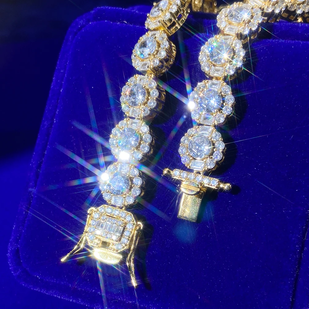 9.5mm Button Rock Sugar Chain Micro-Inset Zircon Round Diamond Personality Hipster Hip Hop Cuban Link chain Bracelet