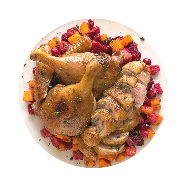 Мясо замороженной безкосточенной маринованной утки в китайской упаковке