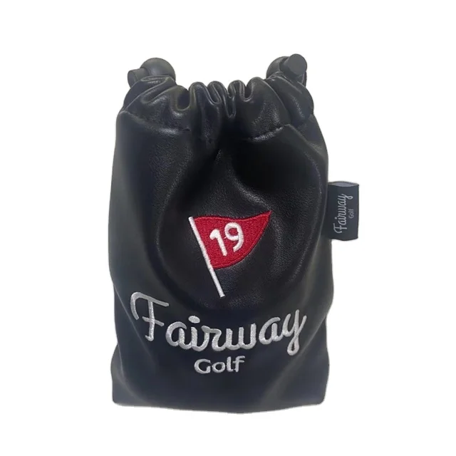 Popular leather pouch golf valuables pouch ball tee pouch bag with drawstring