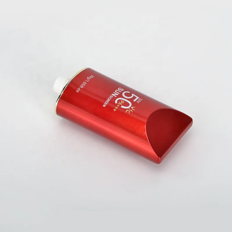 Empty Gold Red Squeeze Concealer Cosmetic Lotion Container Sunscreen Packaging Bottle 30Ml Luxury Matte