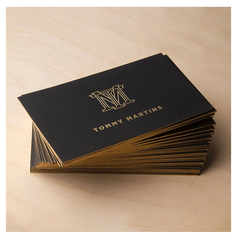 stamping thank you black luxury gold embossed gift elegant custom offset printing gold silver foil business cards
