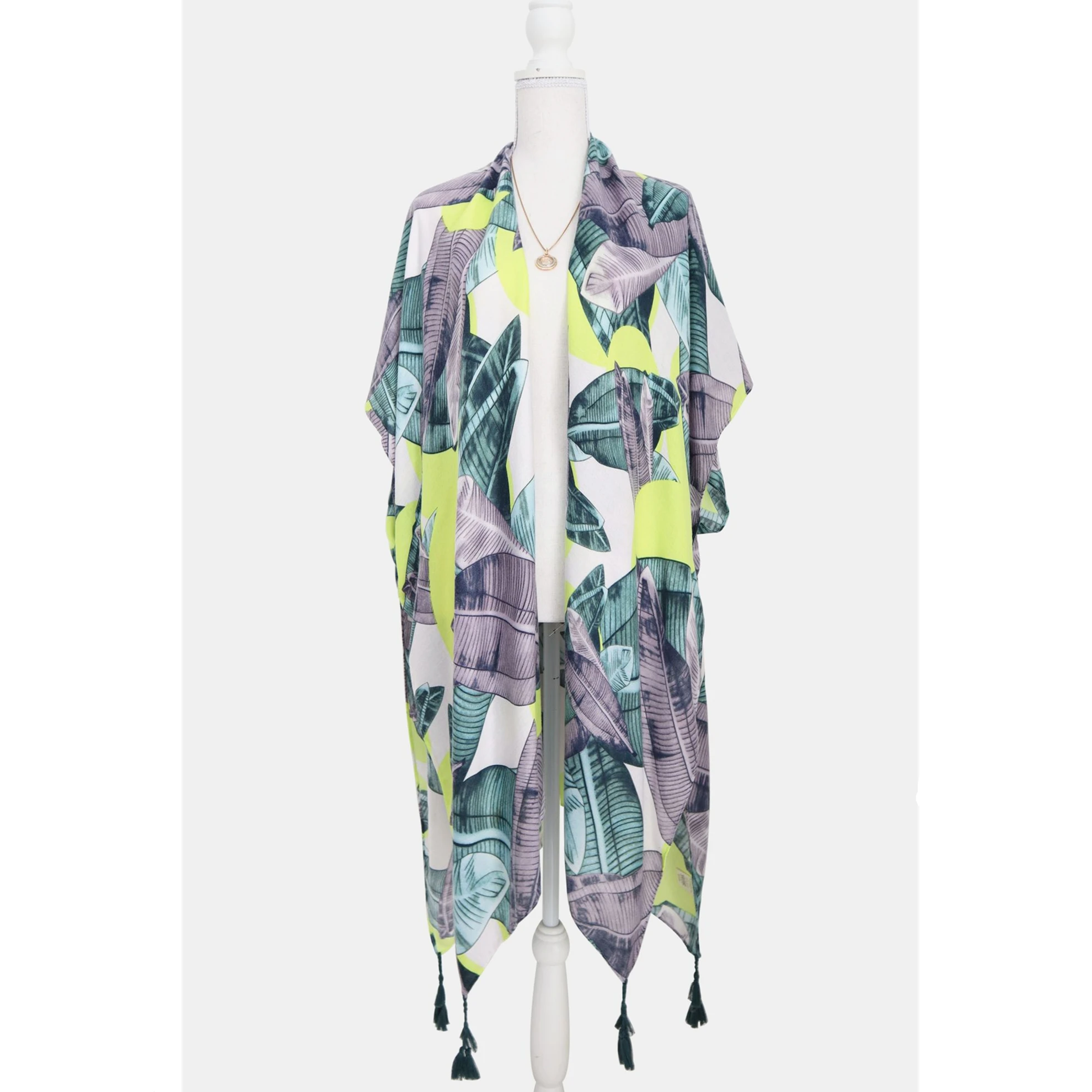 Hijab 2021  Fluorescent color plants  printed scarfs custom cotton linen light weight beach shawl