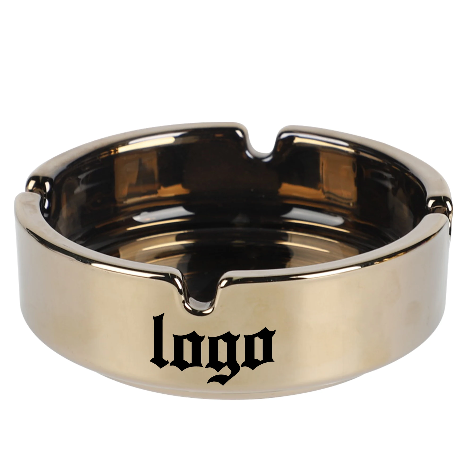 UKETA new high-end fashion table glass ashtray custom printed Logo creative advertising promotion round glass ashtray