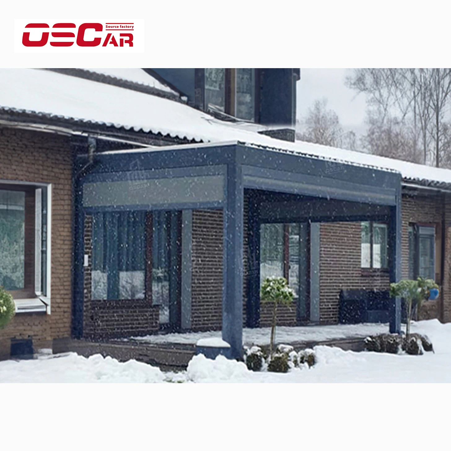 Oscaracso Modern Luxury Gazebo Awning Electric Curtain Roof Patio Waterproof Bioclimatic Outdoor Motorized Pergola Aluminium