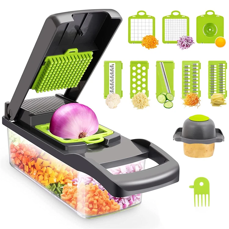Amazon best seller 15 in 1 kitchen accessories portable Multi Manual hand vegetable chopper Fruit Cutter