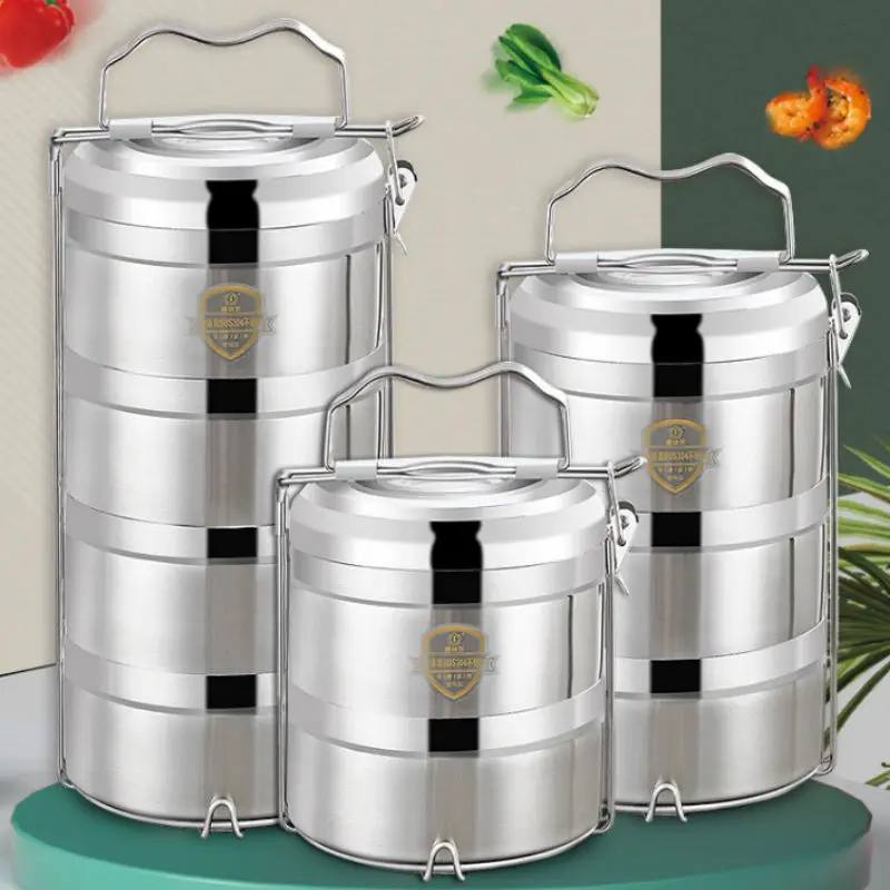 BLX Stackable Take Away Metal Tiffin Carrier 2/3/4 Layers stainless steel thermal food container insulated lunch box with Handle