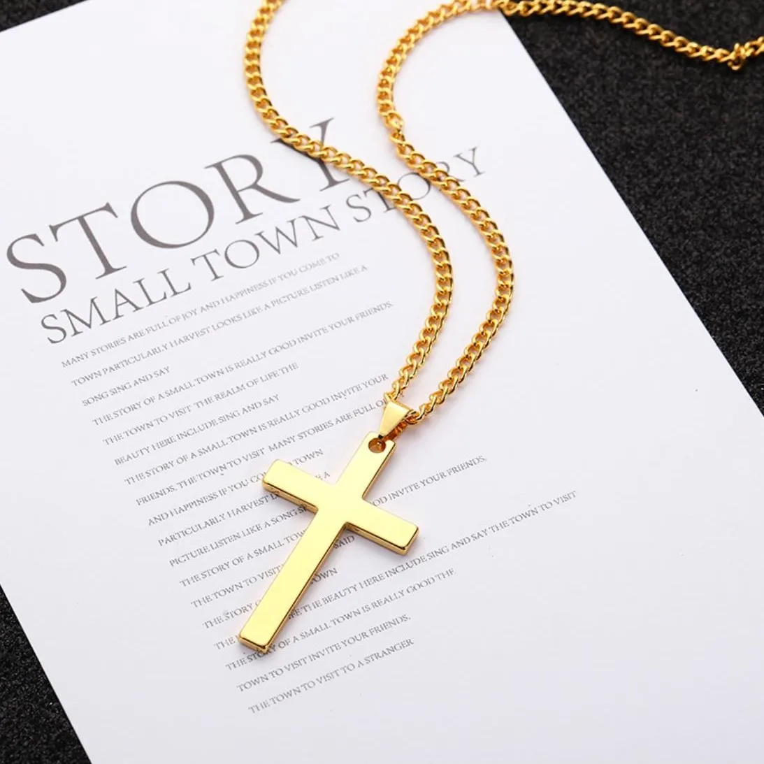 
Trendy jewelry fashion accessories 2021 stainless steel jewllery 18k gold cross necklace 