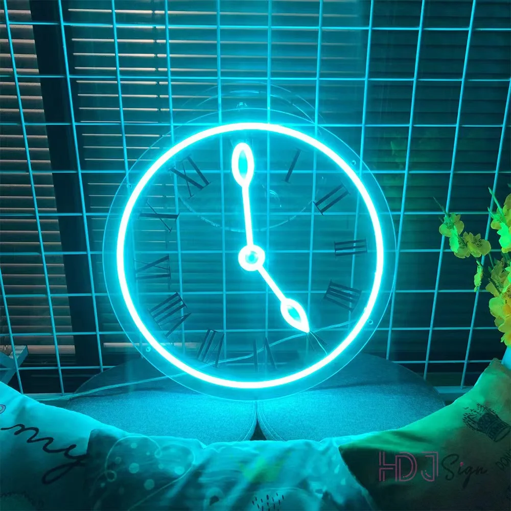 Foreign Trade Supplier Home Bar Led Neon Signboard Clock Modeling Light Room Bedroom Creative Neon Decorative Light