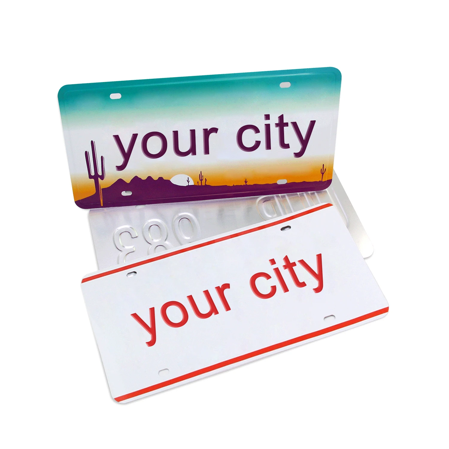 Custom High Quality Manufacturer Customized Printed Metal Tin Sign Car Number Aluminum License Plate