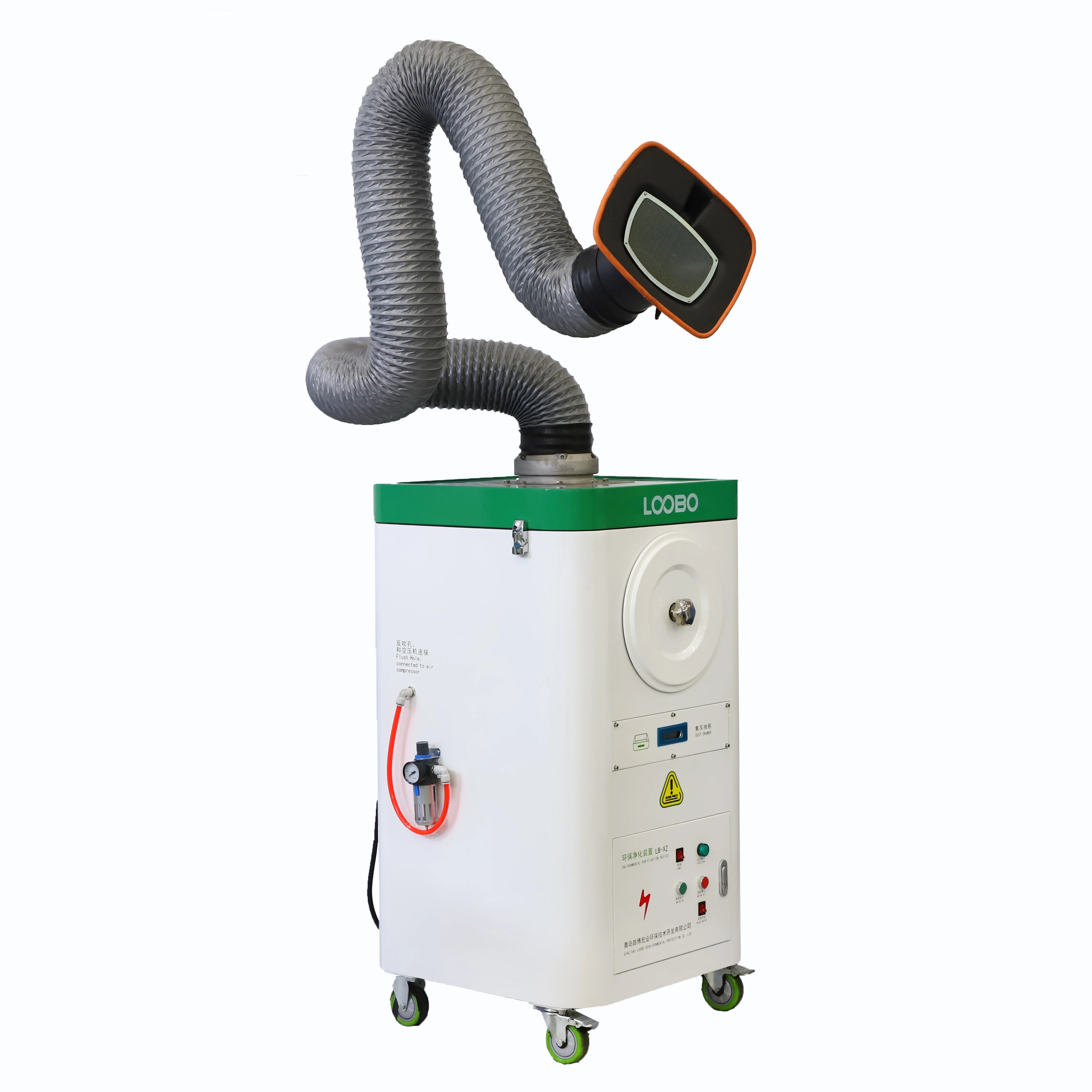high filtering efficiency welding fume extraction air purification machine with cartridge filter and suction arms