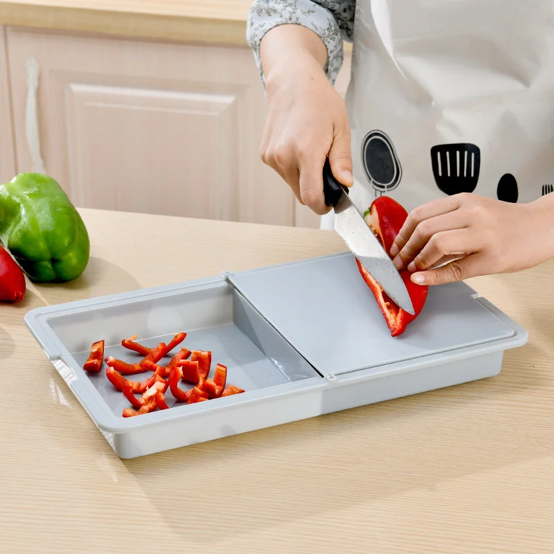 Three-In-One Kitchen Draining Clamshell Cutting Board Household Draining Vegetable Box Cutting Board